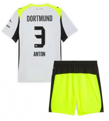 Borussia Dortmund Waldemar Anton #3 Udebanetrøje Børn 2025-26 Kortærmet (+ Korte bukser)